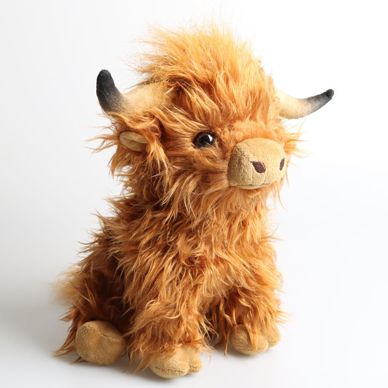 Wholesale plush toys Highland Cow simulation Scottish Highland cattle plush doll long haired cattle Plush kids toys 25cm