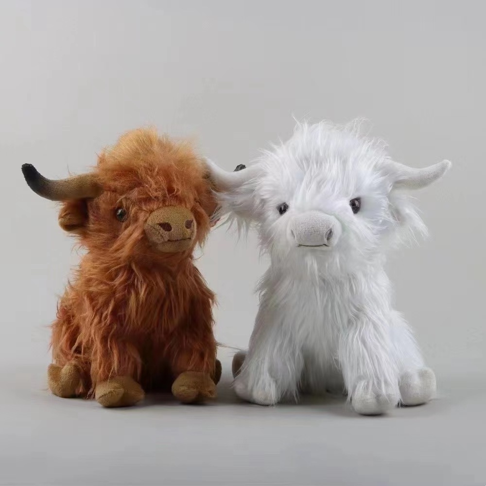 Wholesale plush toys Highland Cow simulation Scottish Highland cattle plush doll long haired cattle Plush kids toys 25cm