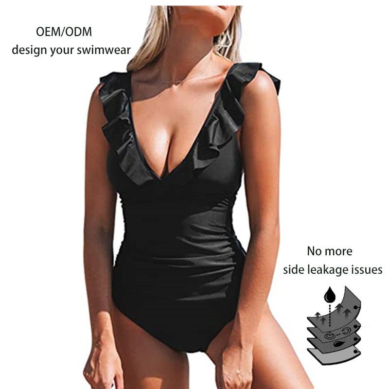 Shanhao OEM custom waterproof quick dry v-neck breathable menstrual leakproof swimsuit anti-bacterial period swimwear