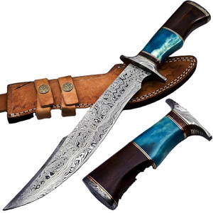 Handmade carbon steel Rambo bowie knife with pukka wood handle and leather sheath Viking knife outdoor knife silver guard