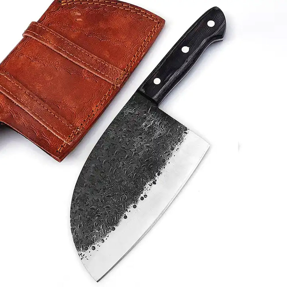 Custom Handmade Kitchen Chef Cleaver Knife Top Quality Carbon Steel Kitchen Butcher Knife Kitchen Cutting Food With Cover