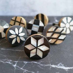 Vintage wood cabinet knobs with shell inlay wooden door knobs and pulls/cabinet knobs/ wooden kitchen knobs