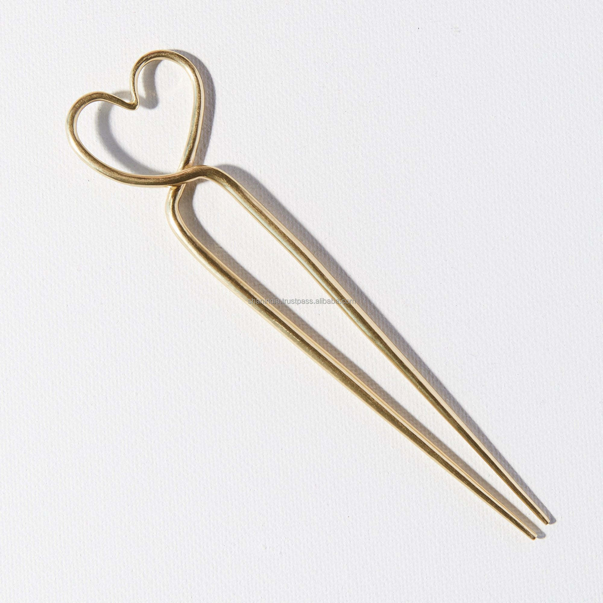 Hear Shape Long Brass Hair Pin. Sustainable accessories. Womens hair accessory