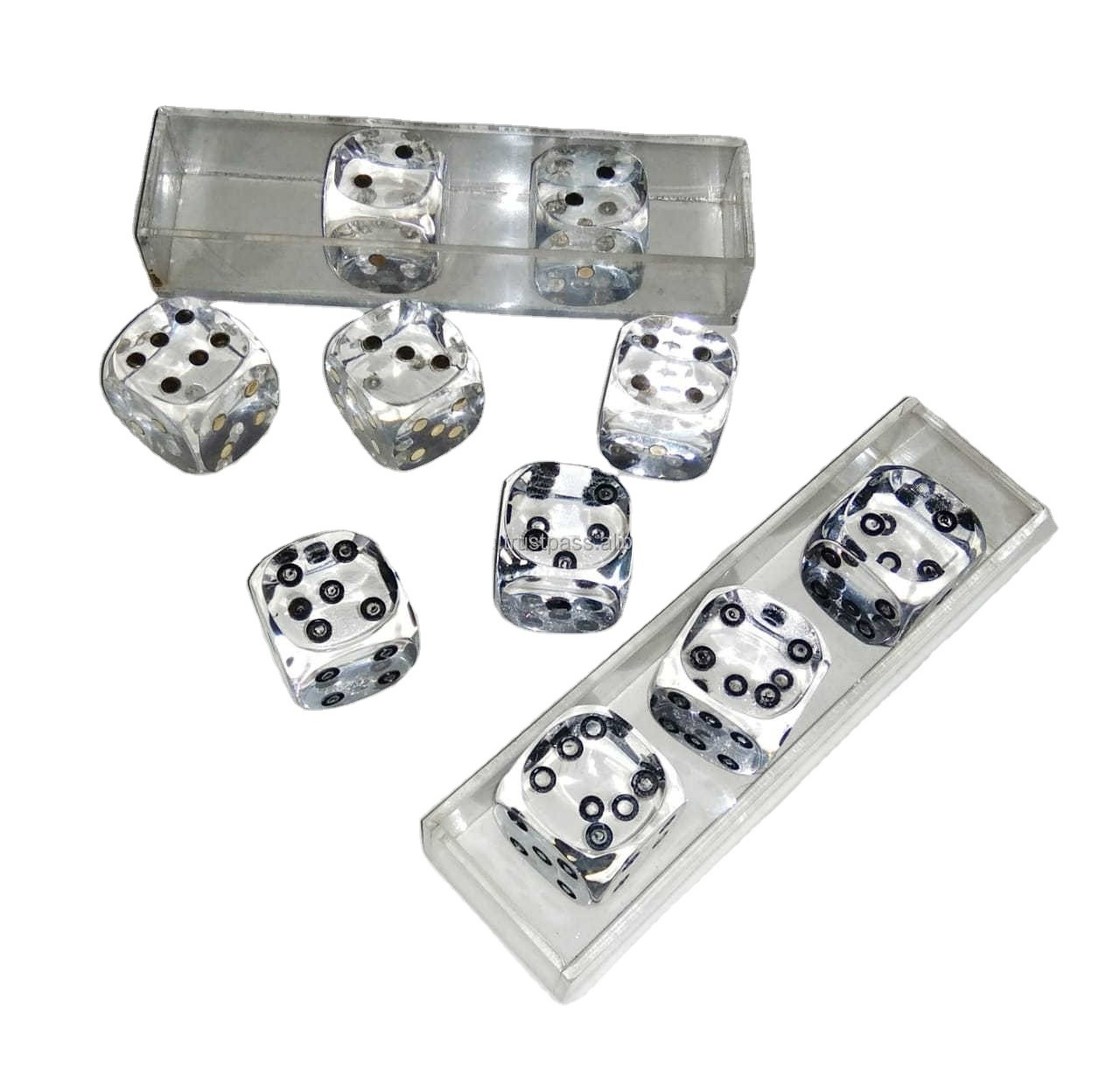 Lucite handmade Acrylic Dice Game for Kids and Adults 6 sided 5 dice with acrylic tray