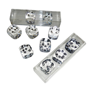 Lucite handmade Acrylic Dice Game for Kids and Adults 6 sided 5 dice with acrylic tray