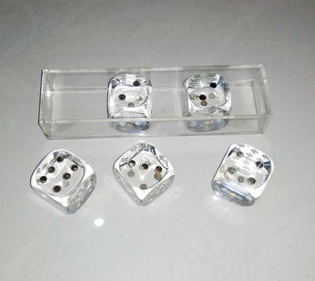 Lucite handmade Acrylic Dice Game for Kids and Adults 6 sided 5 dice with acrylic tray