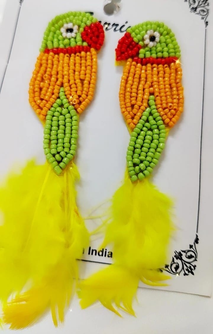 Tasseled Handwoven Multicolor seed beads Earrings Hand Embroidered Glass Beads Earrings