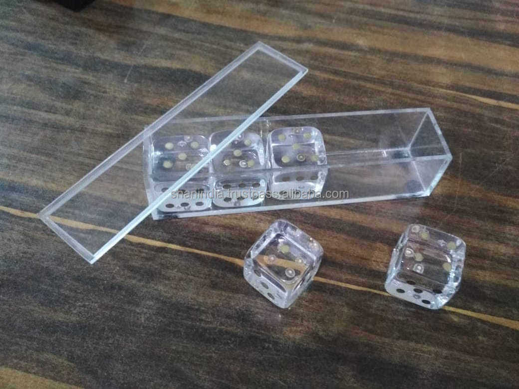 Lucite handmade Acrylic Dice Game for Kids and Adults 6 sided 5 dice with acrylic tray