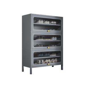 Best Price Metal Rotating Seat Cabinet With Sliding Door Shoe Rack Organizer