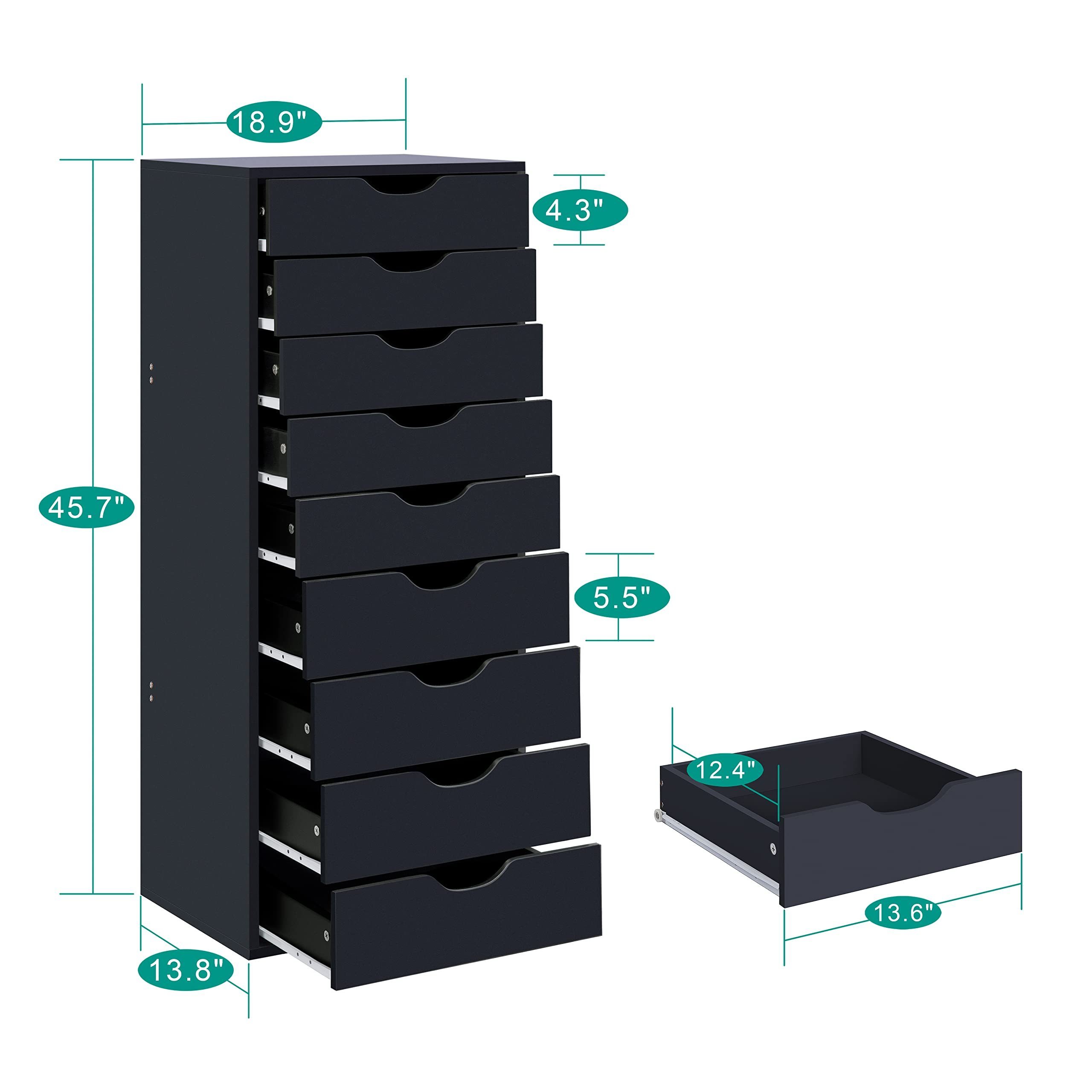 Drawer Chest Dresser Cabinet with Wheels Large Craft Storage Organizer Makeup Drawer Unit for Closet, Bedroom