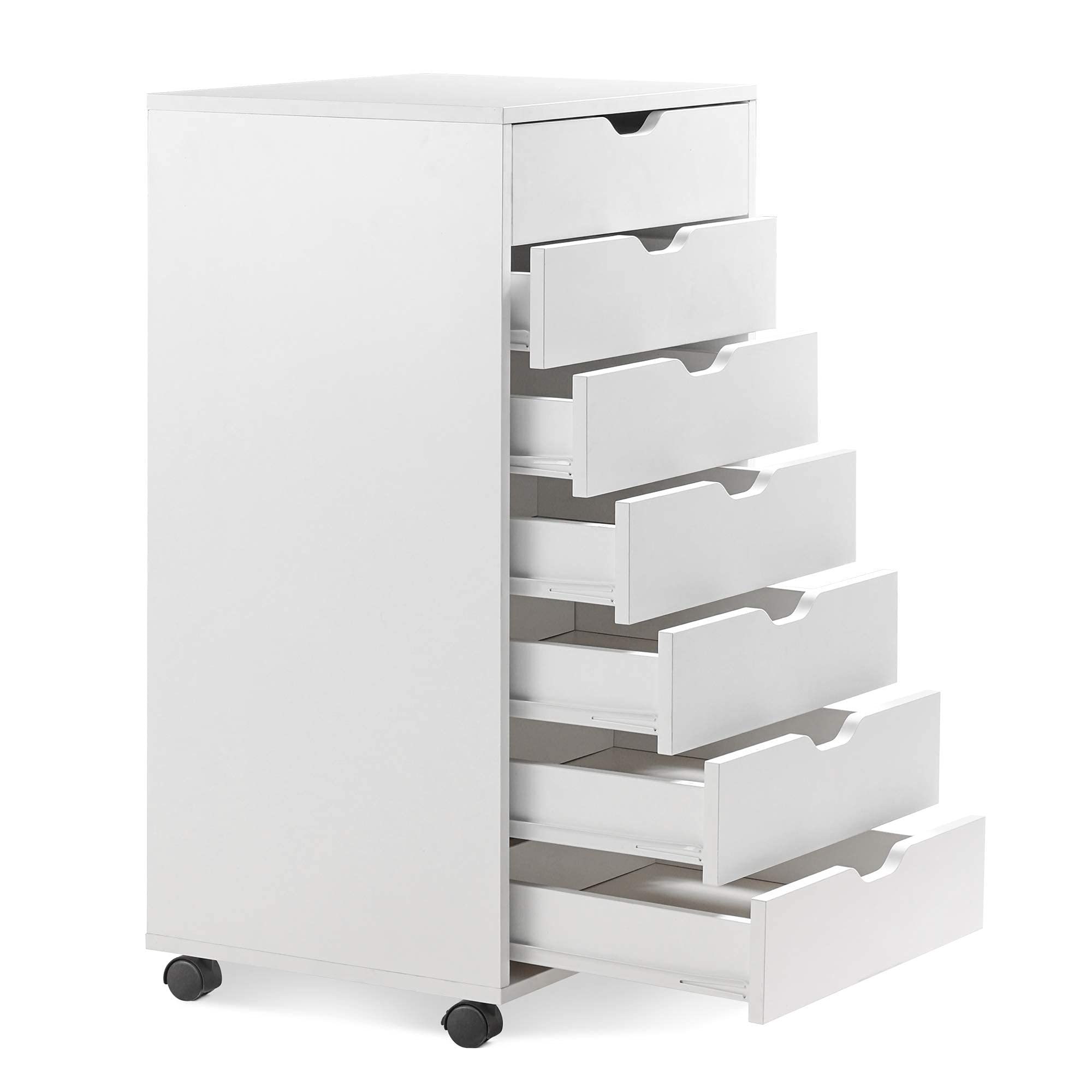 Drawers ChestWhite Wood Storage Dresser Cabinet with Wheels, Storage Organizer with Drawers