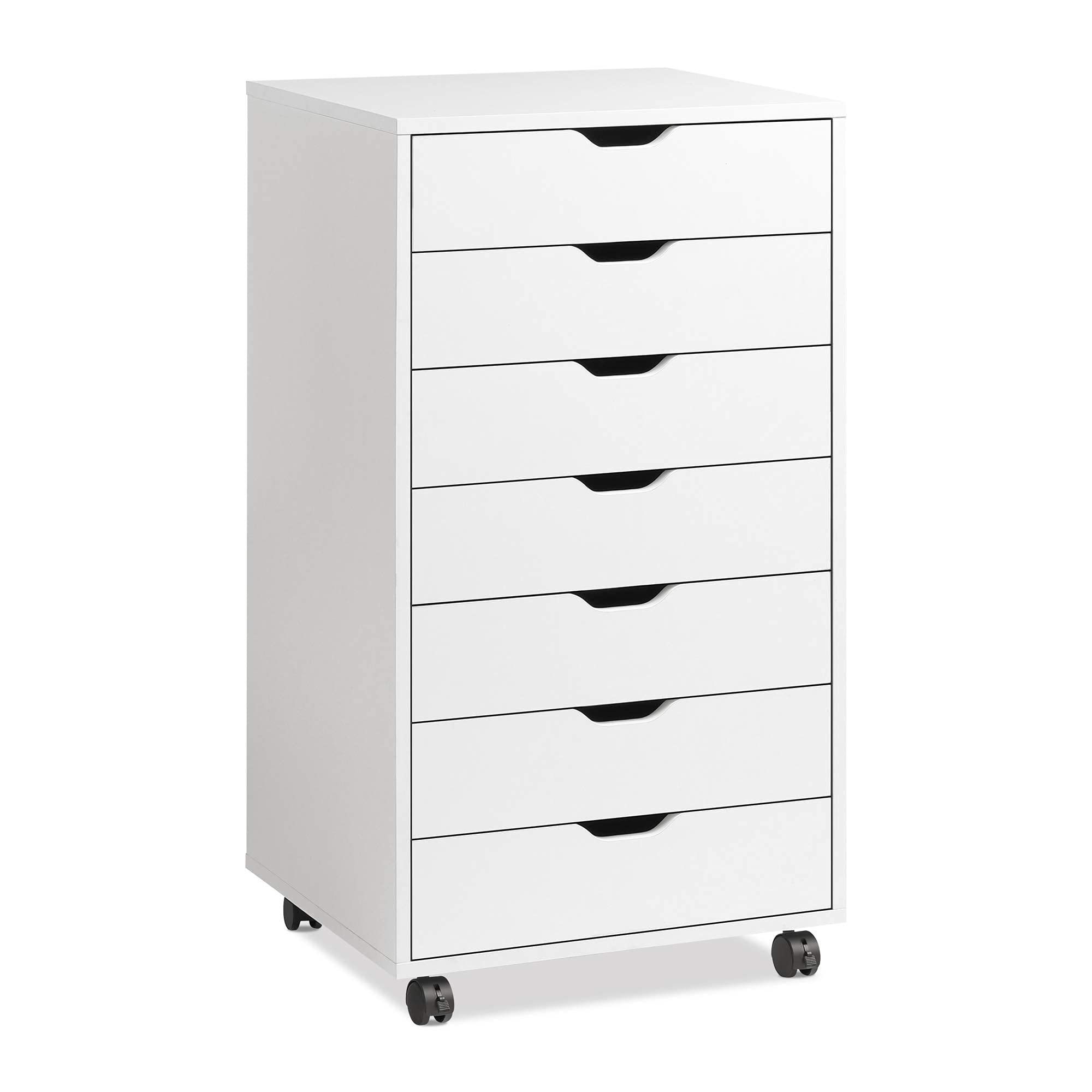 Drawers ChestWhite Wood Storage Dresser Cabinet with Wheels, Storage Organizer with Drawers