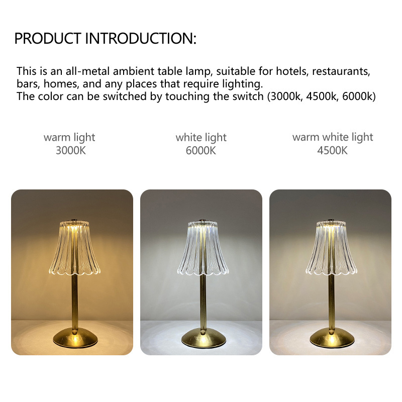 Wedding/hotel LED Eye Protection Night Light Lantern Romantic Lighting Gift Touch Table Lamp USB Cordless Dimming Crystal Small