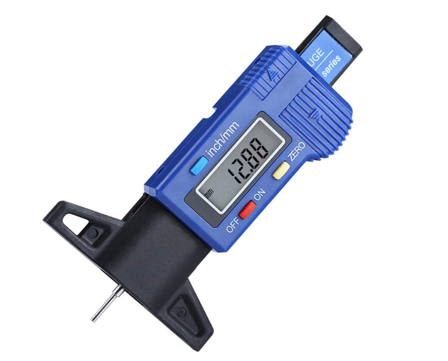 Tire Tread Depth Gauge, LCD Digital Tire Tread Depth Gauge Tool with Inch and MM Conversion of 0-0.98 Inches (Blue)