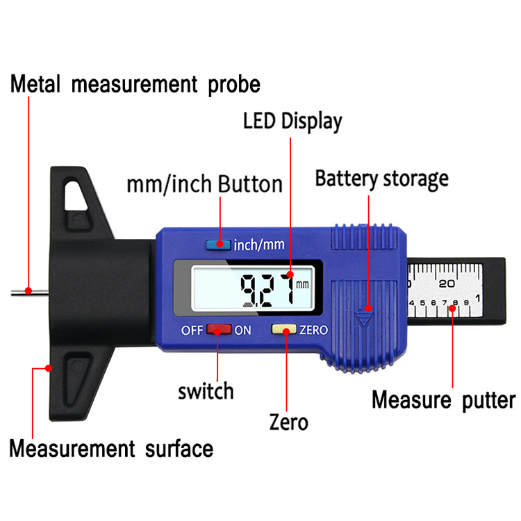 Digital Tyre Tire Tread Depth Gauge  Measurer Tool