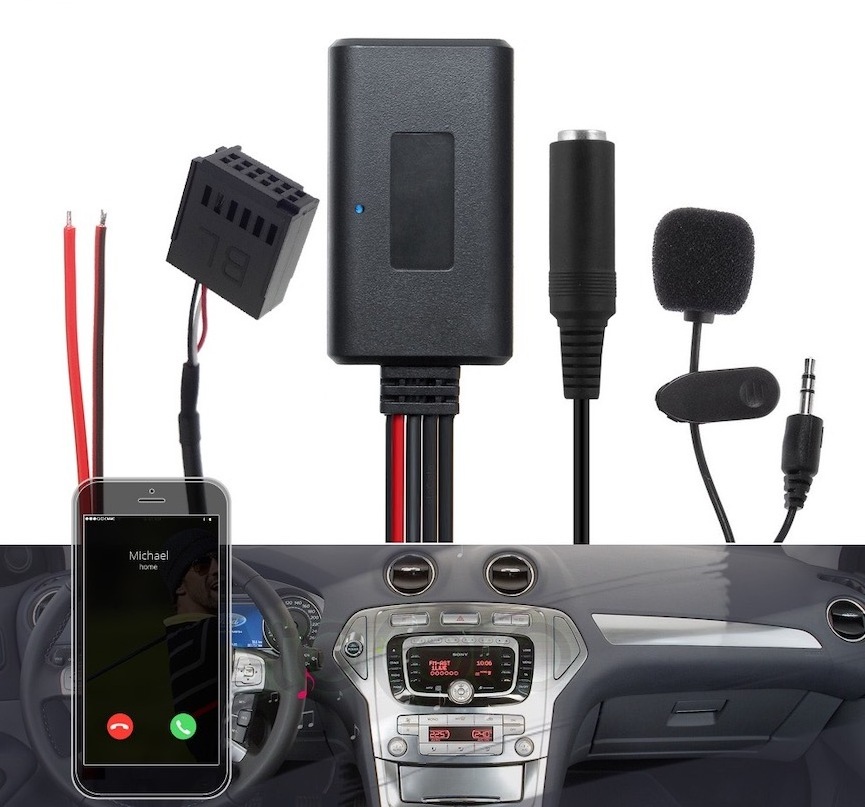 6000CD Blue tooth Audio AUX Input Adapter Smartphone Calling Handsfree Microphone Cable for Ford focus mondeo 6000CD