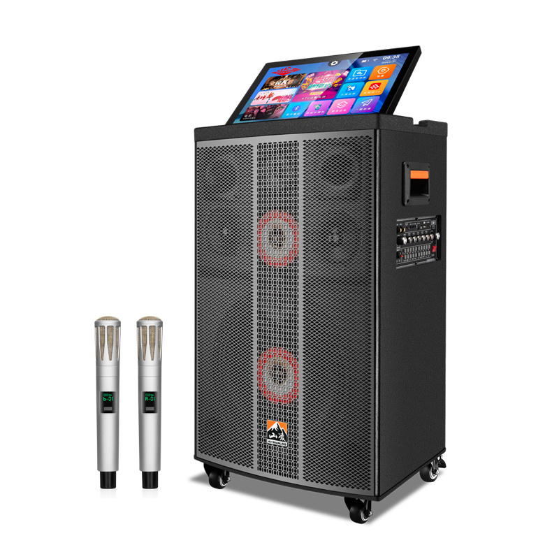 2024 New smart speaker with touch screen trolley speaker 15 inch  Bluetooth portable wireless party speakers karaoke machine