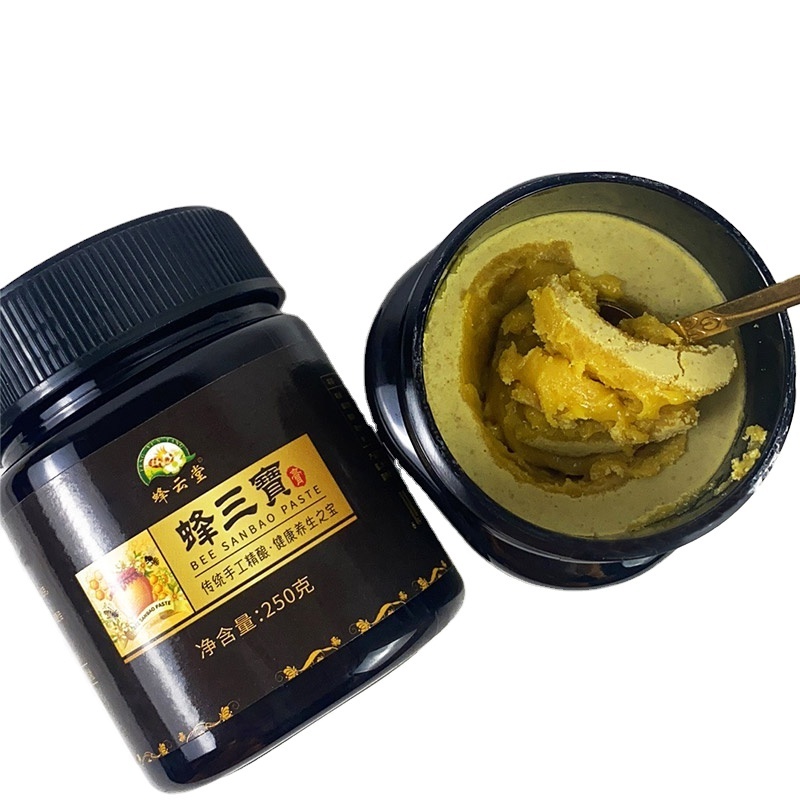 250g Bee Sanbao Cream Royal Jelly Honey Bee Pollen Honey Mixture Paste Honey for Men Sex Bottle Packaging Yellow SICHUAN 0 Brix