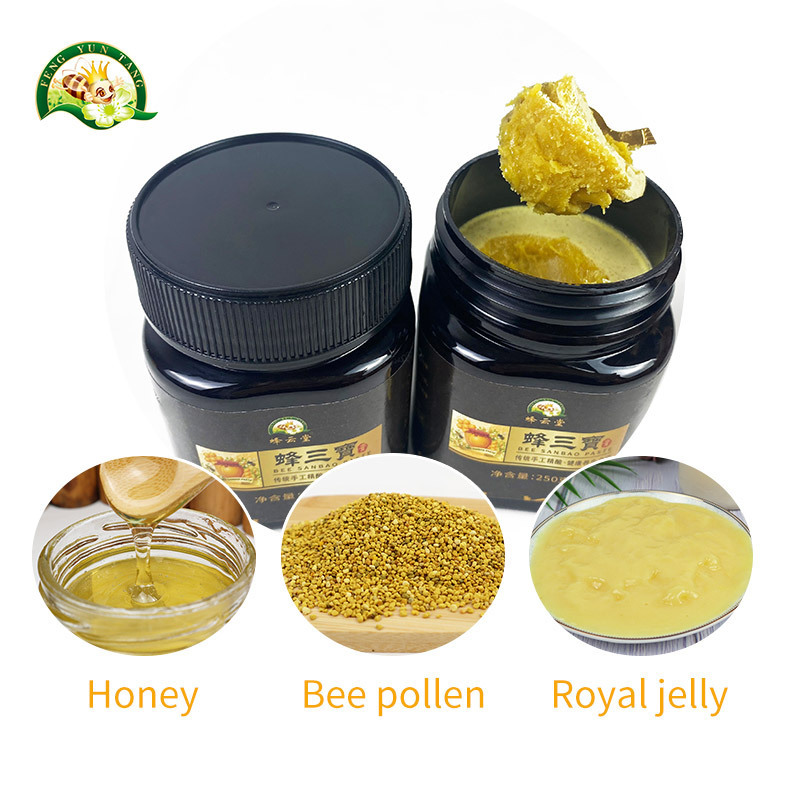 250g Bee Sanbao Cream Royal Jelly Honey Bee Pollen Honey Mixture Paste Honey for Men Sex Bottle Packaging Yellow SICHUAN 0 Brix