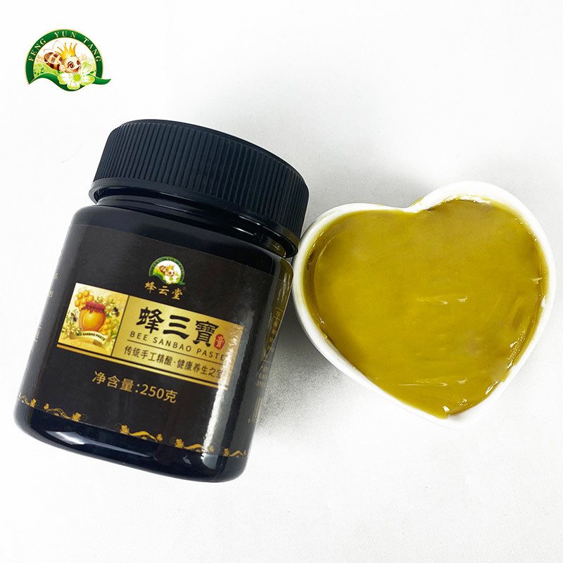 250g Bee Sanbao Cream Royal Jelly Honey Bee Pollen Honey Mixture Paste Honey for Men Sex Bottle Packaging Yellow SICHUAN 0 Brix