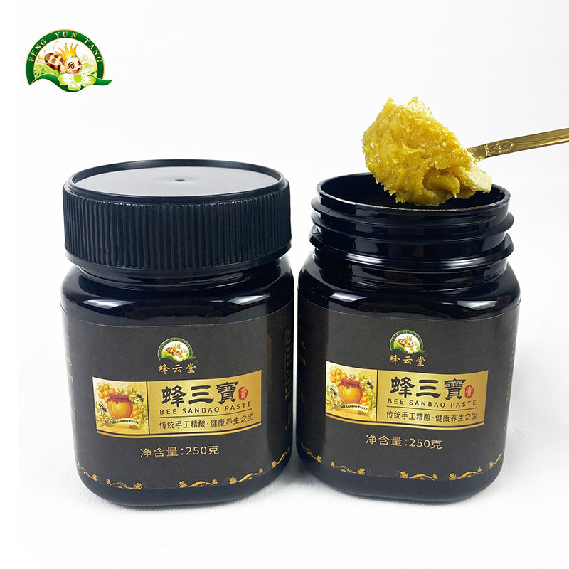 250g Bee Sanbao Cream Royal Jelly Honey Bee Pollen Honey Mixture Paste Honey for Men Sex Bottle Packaging Yellow SICHUAN 0 Brix