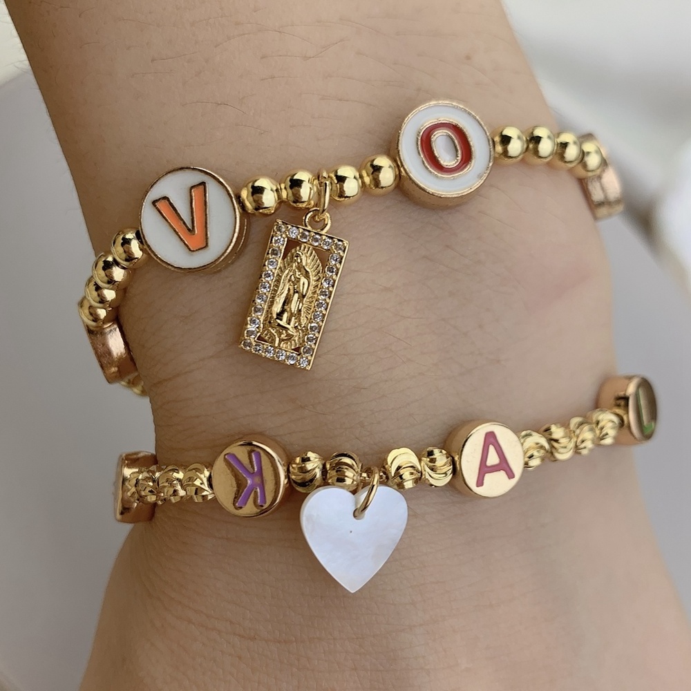 Wholesale Custom Hand Made Heart Virgin Charm Bracelet Girls Adjustable Letter Beaded Bangle For Women 2021 Fashion Gift Jewelry