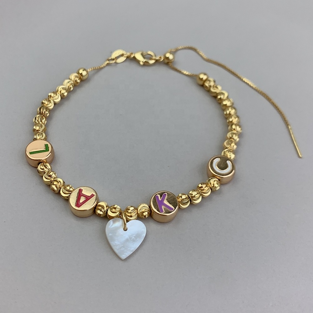 Wholesale Custom Hand Made Heart Virgin Charm Bracelet Girls Adjustable Letter Beaded Bangle For Women 2021 Fashion Gift Jewelry