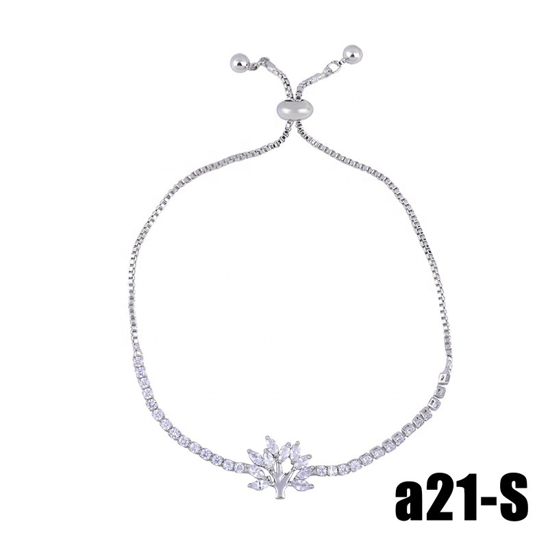 Fashion jewelry silver zircon hamsa evil eye Tree of Life charm Bracelet for women