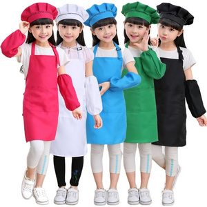 Wholesales printing advertising primary children kids learning cooking apron DIY art painting labor class apron