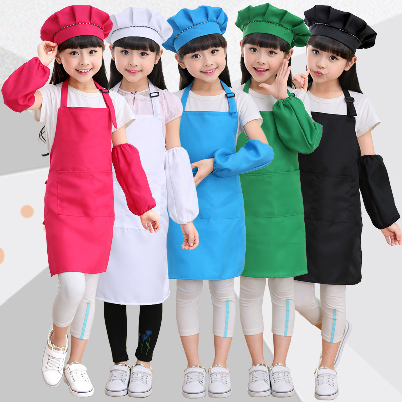 Customized LOGO printing advertising primary children kids learning cooking apron DIY art painting labor class apron