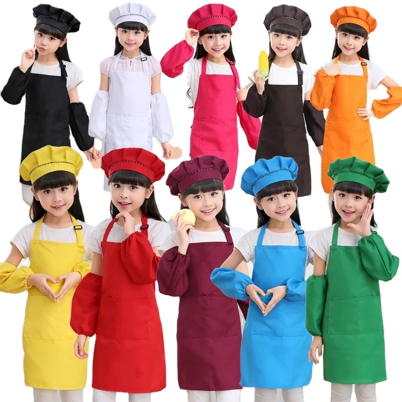 Customized LOGO printing advertising primary children kids learning cooking apron DIY art painting labor class apron