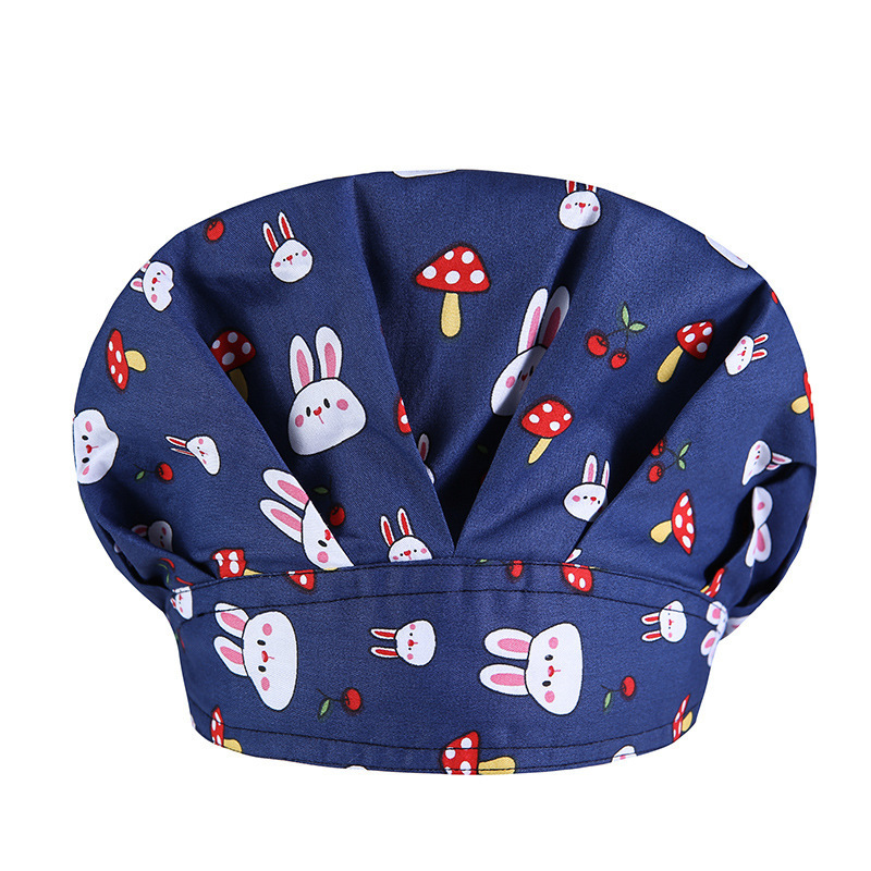 Hot Sale 100% Cotton Ladies Anti-hair Cap Navy Hospital Uniform Printed Scrub Nurse Hat pet nursing scrubs caps hat beauty cap