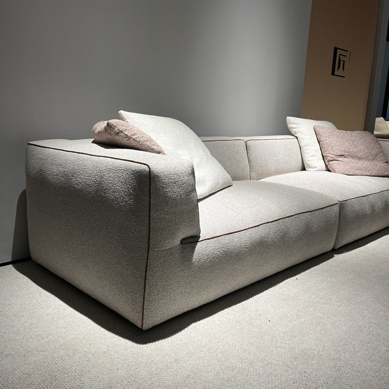 Foshan sofa comfortable boucle fabric large I shaped floor seating sofa in the living room