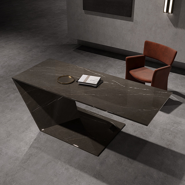 Contemporary Elegant Marble Office Desk Modern Home Office Desk Italian Design Manager Boss Desk