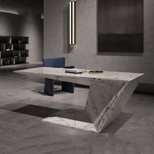 Contemporary Elegant Marble Office Desk Modern Home Office Desk Italian Design Manager Boss Desk