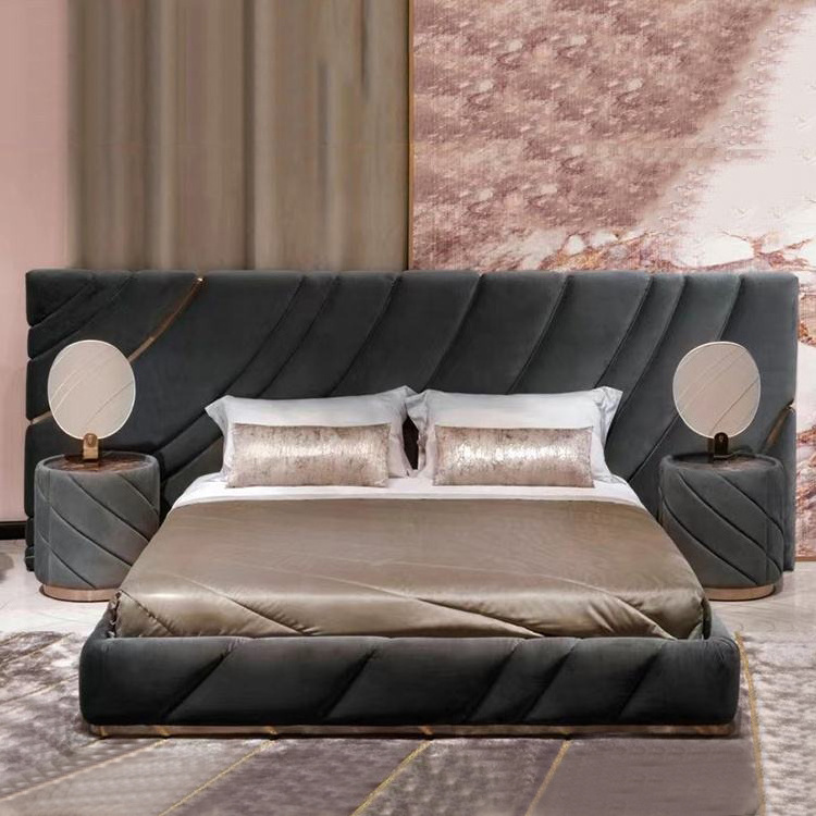 Chic French Pink Tufted Upholstered Queen Box Bed Bedroom Furniture Wooden Headboard Standard Double Velvet Fabric Bed