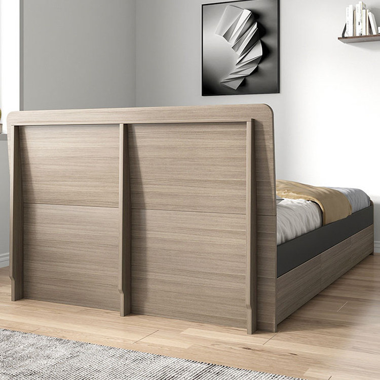 Modern Style Fabric Headboard Wooden Storage Single Bed 1.5 m Tatami Queen Size Multifunction Bed