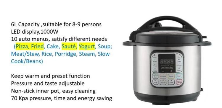 Ready to ship 6 quart 11-in-1 Multi Purpose Electric Pressure Cooker olla presion electrica