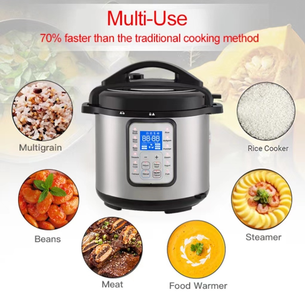 Cooks essentials 1000 W 6 liter 6 quart 14 in 1 Multi Cooker Electric Pressure Cooker for chicken thighs chicken soup Multigrain