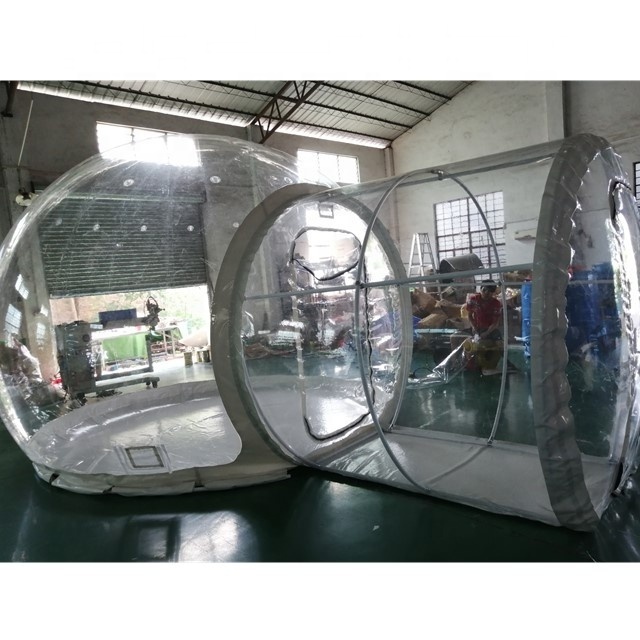 Clear LED Balloon Outdoor Air Log Cabin House Camping Transparent Igloo Dome Clear Bubble Inflatable Tent