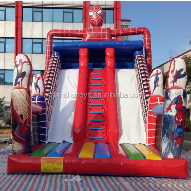 commercial bounce house Spider-Man inflatable dry slide, outdoor giant amusement park slides inflatable bouncer for sale