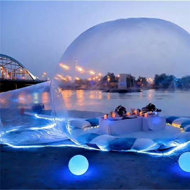 Clear LED Balloon Outdoor Air Log Cabin House Camping Transparent Igloo Dome Clear Bubble Inflatable Tent