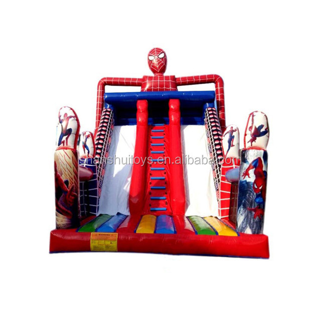 commercial bounce house Spider-Man inflatable dry slide, outdoor giant amusement park slides inflatable bouncer for sale