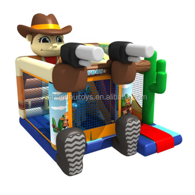 West cowboy Bouncy Castle with Slide, Inflatable combo kids Jumping castle inflatable bouncer slide for sale