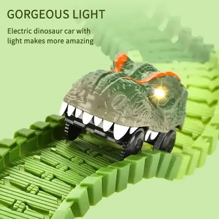 High Quality Kids Diy Assembled Electric Dinosaur Track Car Kids Plastic Tracks Train Set