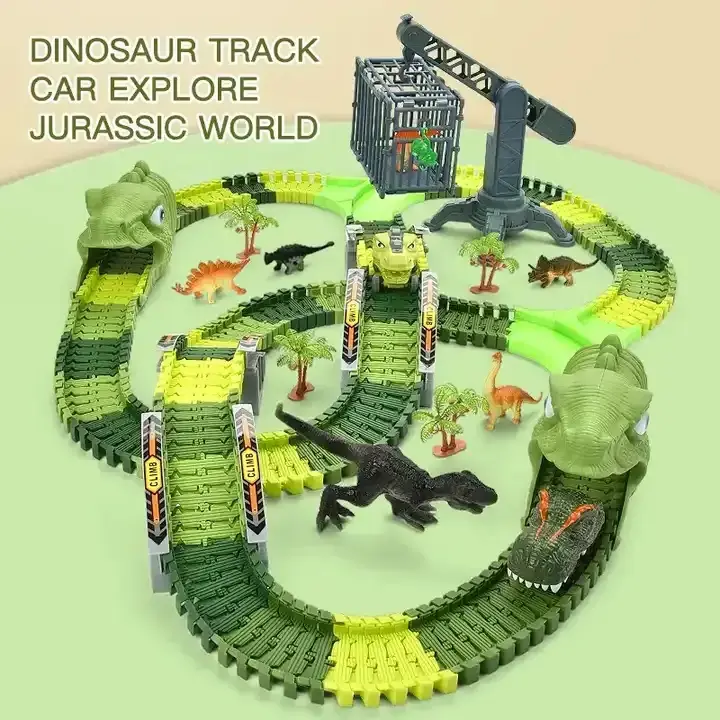 High Quality Kids Diy Assembled Electric Dinosaur Track Car Kids Plastic Tracks Train Set