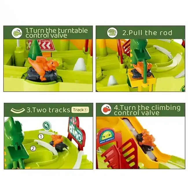 Newest design kids educational games toy dinosaur valley adventure race track play set