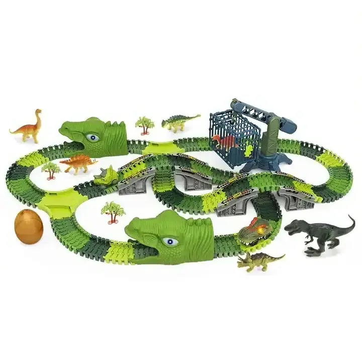 High Quality Kids Diy Assembled Electric Dinosaur Track Car Kids Plastic Tracks Train Set