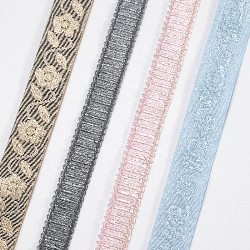 Underwear elastic jacquard band custom tape private label band fancy printed non-slip bra underwear edge straps