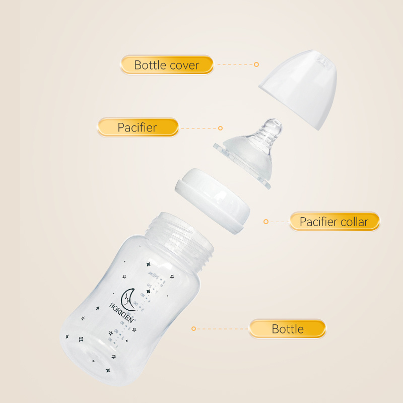 custom logo factory oem BPA free silicone nipple wide neck baby feeding bottle pp food grade plastic pp milk bottles